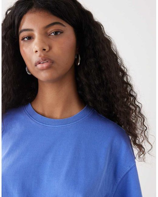 Weekday Blue Danya Boxy T-shirt