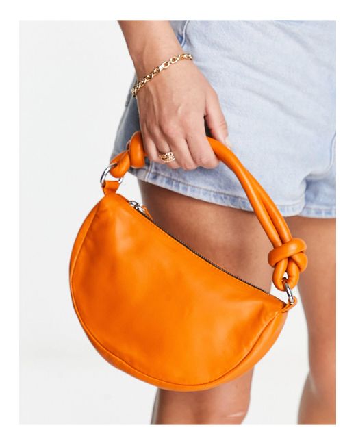 TOPSHOP Lydia Leather Grab Bag in Orange | Lyst Australia