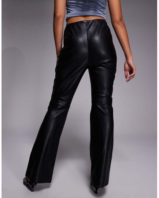 River Island Blue Patch Pocket Faux Leather Bootcut Trousers