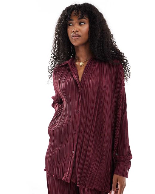 4th & Reckless Red – plissee-hemdbluse