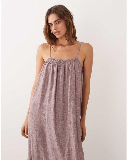Jdy Pink Linen Blend Cami Midaxi Dress
