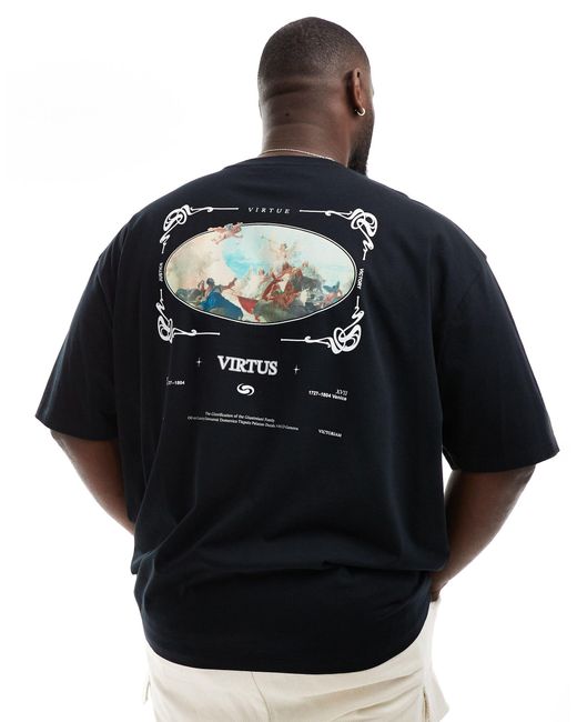 T-shirt oversize nera con stampa rinascimentale sul retro di ASOS in Black da Uomo