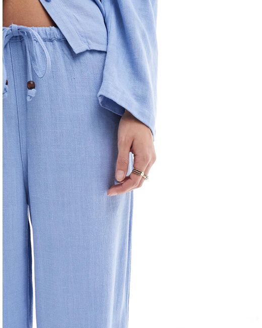 ONLY Blue – weit geschnittene schlupfhose aus leinenmix