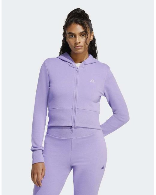 Adidas Originals Purple Seasonal Essentials French Terry Full-Zip Hoodie