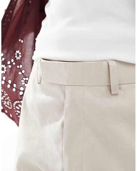 ASOS White Smart Slim Fit Linen Blend Pants for men