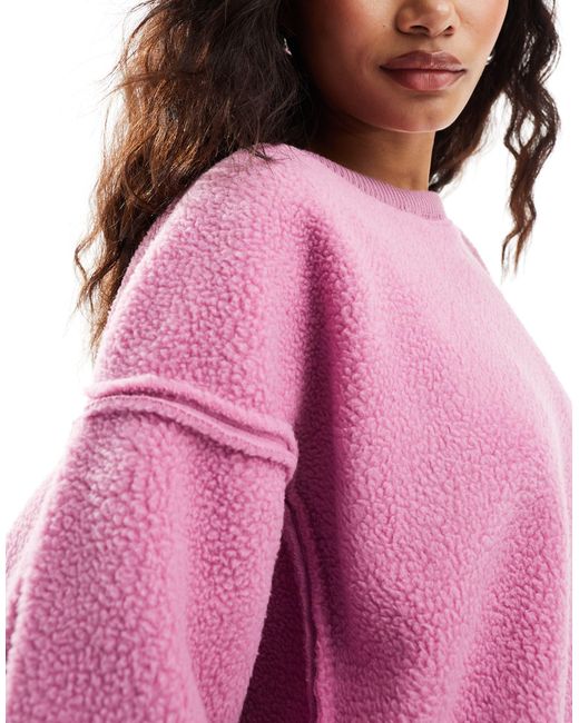 Free People Pink Cozy Oversized Fleece Sweater