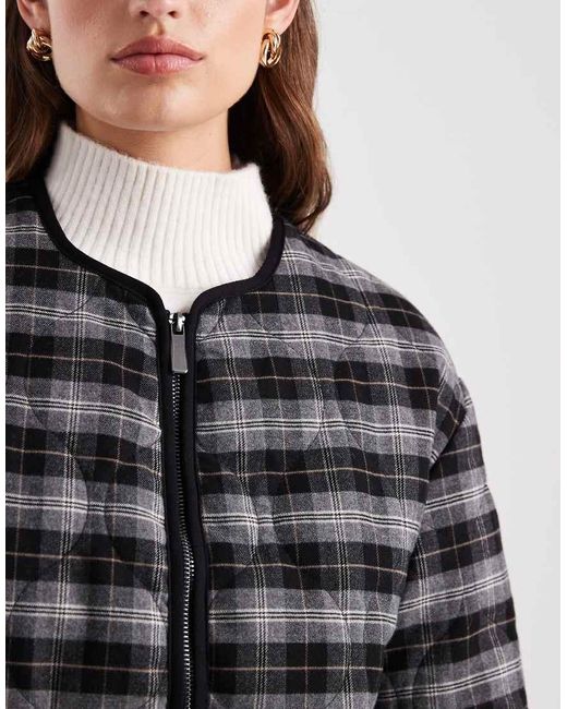 New Look Blue Check Quilt Padded Jacket