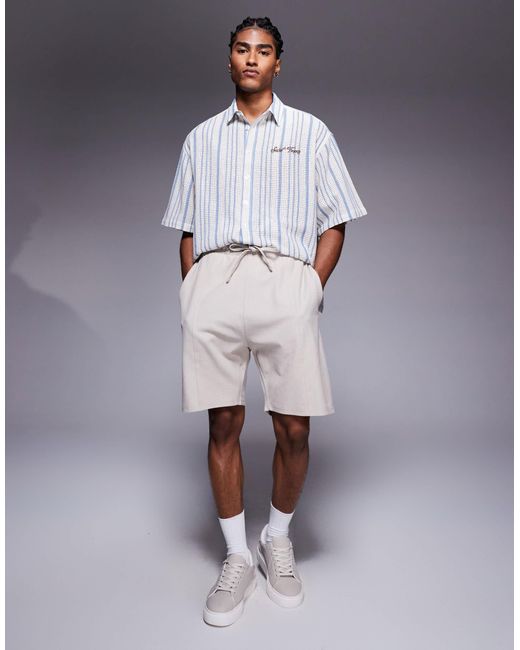 Bershka Blue Textured Short for men