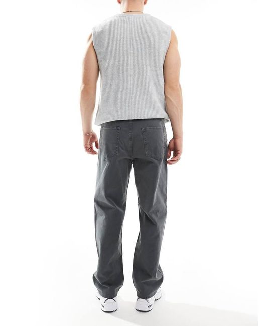 Jack & Jones Gray Alex baggy Fit Twill Trousers for men
