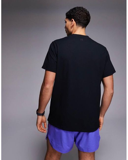 4505 Black Engineered Performance Waffle Running T-shirt With Quick Dry for men