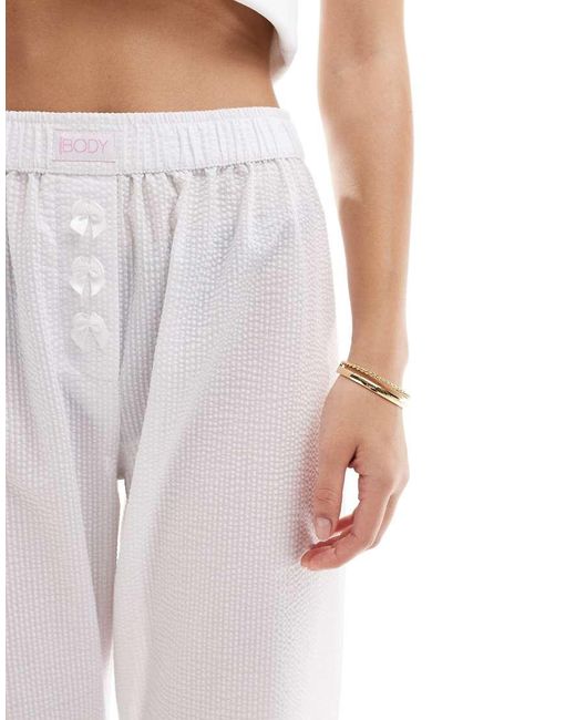 Cotton On White Cotton On Boxer Style Textured Pyjama Bottoms