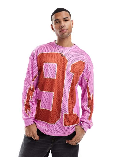 Criminal Damage Pink 91 Mesh Varsity Top for men