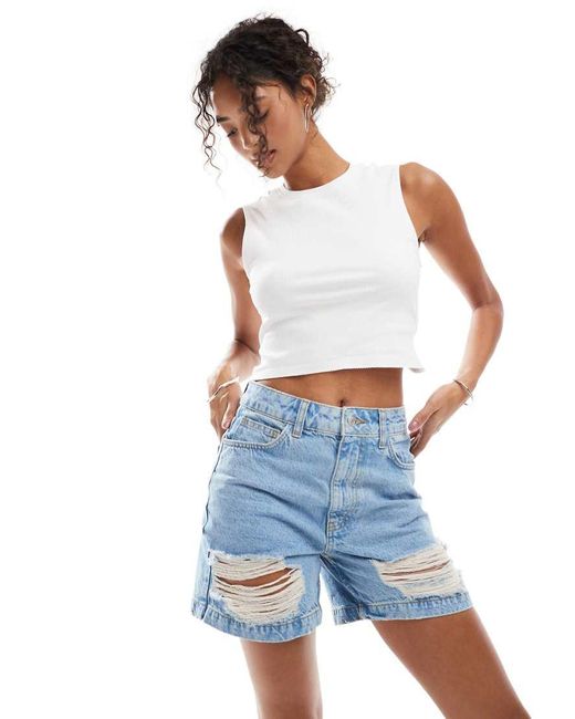 ASOS Blue Denim Dad Shorts