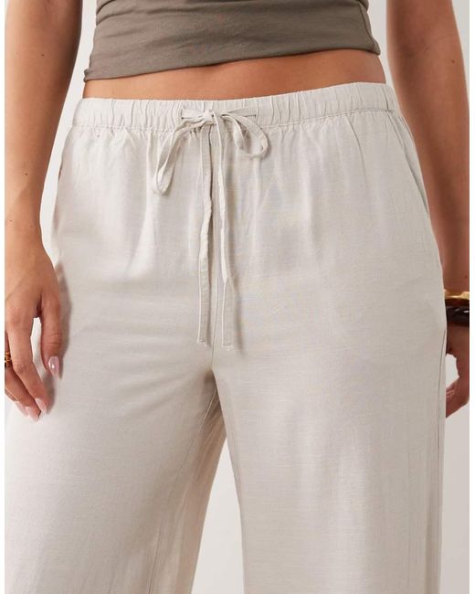 Jdy Natural Wide Leg Linen Mix Trouser