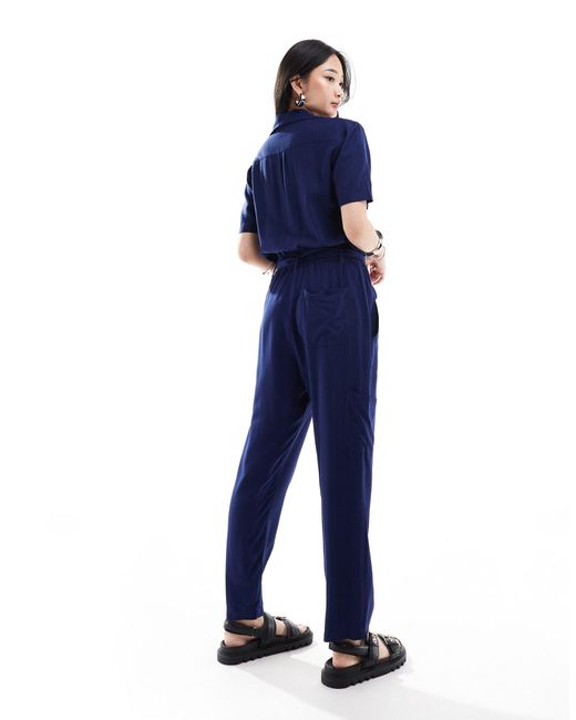 French Connection Blue Utility Jumpsuit