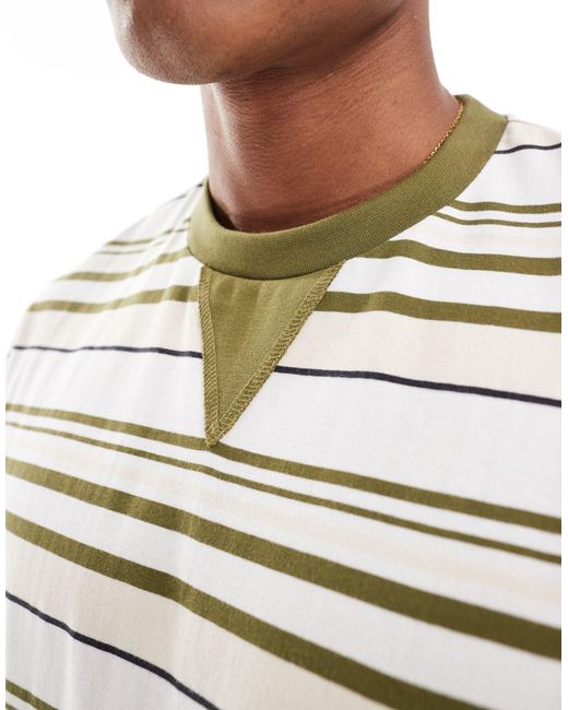 ASOS – oversize-t-shirt mit khakifarbenen streifen in Gray für Herren