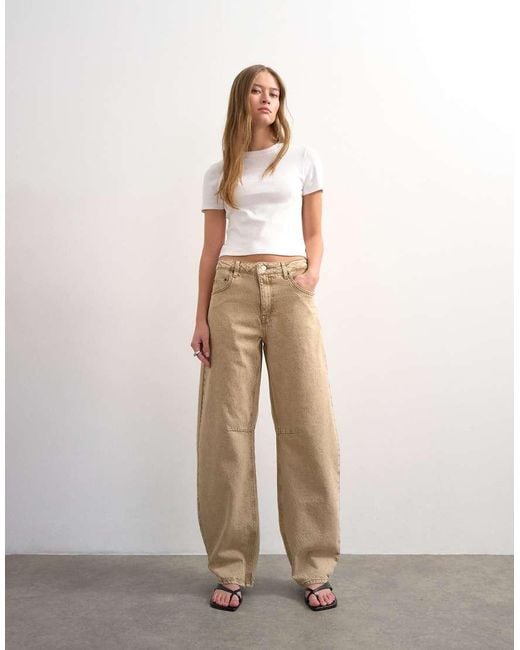 TOPSHOP White Barrel Mid Rise Jeans