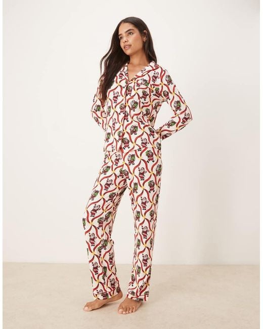 Chelsea Peers Pink Exclusive Poly Long Sleeve Revere Pajama Set