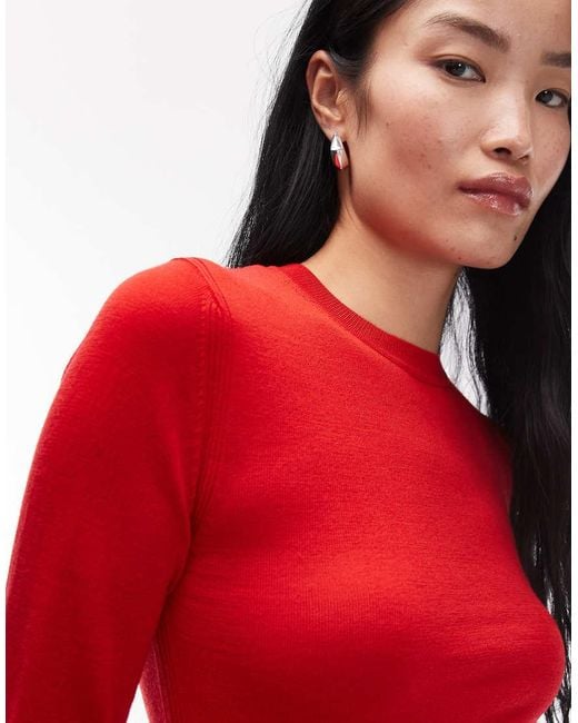 & Other Stories Red Slim Fit Pure Merino Wool Jumper