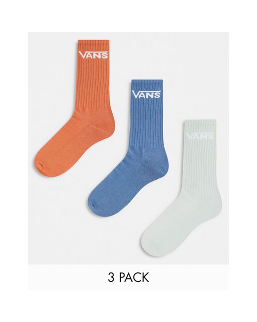 Confezione da 3 paia di calzini classici blu, arancioni e chiaro di Vans in Blue da Uomo