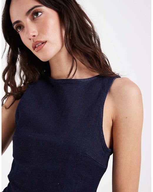 ASOS Blue Denim Stretch Bodycon Top