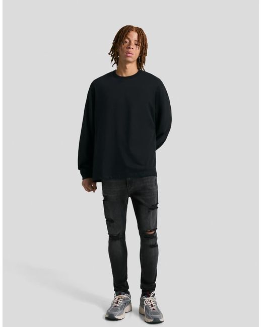 bershka-ripped-superskinny-jeans-in-black-for-men-lyst-uk