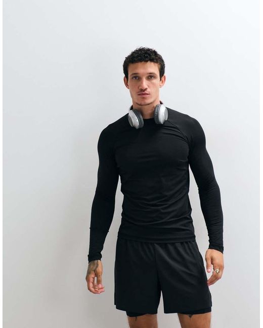 4505 Blue Active Quick Dry Muscle Fit Compression Base Layer Long Sleeve Top for men