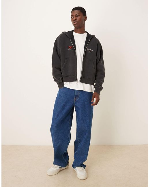 Sweat à capuche zippé avec motif western Abercrombie & Fitch pour homme en coloris Blue