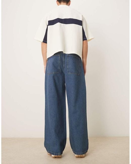 ASOS Blue Super baggy Jeans With Twisted Seams for men