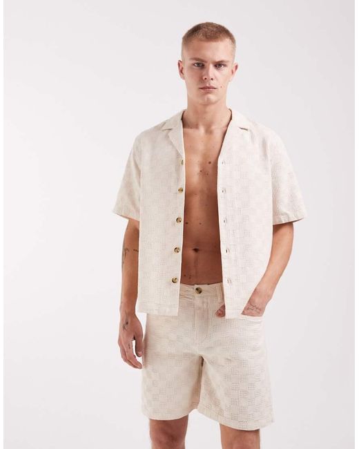 ASOS Natural Co-Ord Textured Shirt for men