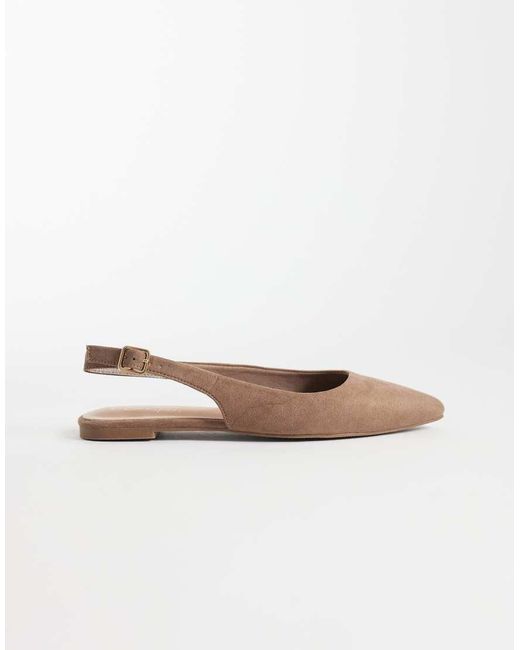 New Look White Faux Suede Slingback Flats