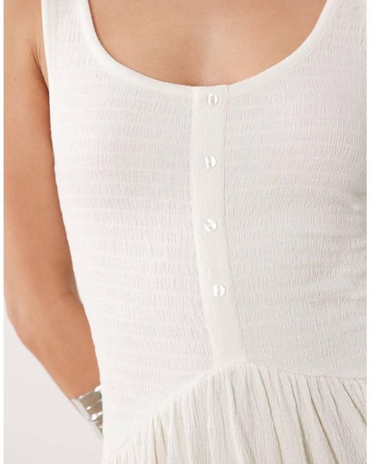 ASOS White Crinkle Button Through Mini Dress