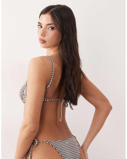 Candypants Brown Gingham Print Underwire Bikini Top