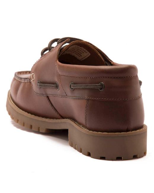 Thomas Crick Brown 'Cape' Leather Casual Lace-Up Boat Shoes for men