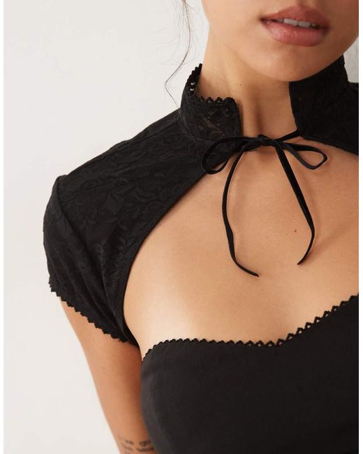 Top Bolero Corsé De Encaje De Conjunto I.AM.GIA de color Black
