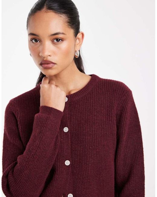 Pieces Red Soft Knit Long Sleeve Cardigan