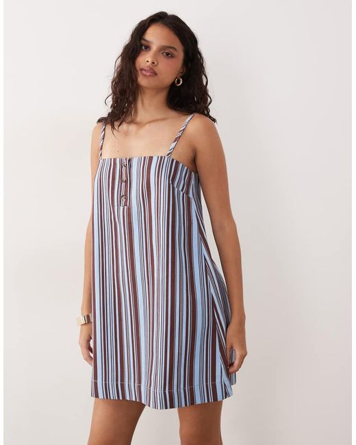 ASOS Purple Denim Cami Mini Dress With Button Detail