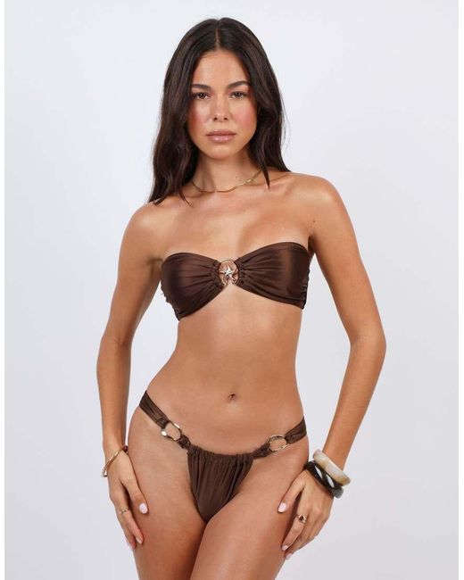 SIMMI Brown Bikini Bottoms With Hardware Detail