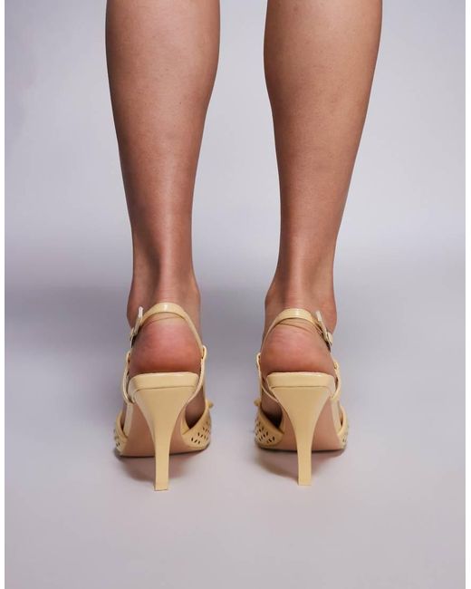 Public Desire Yellow Alchemy Laser Cute Sling Back Heels With Bow
