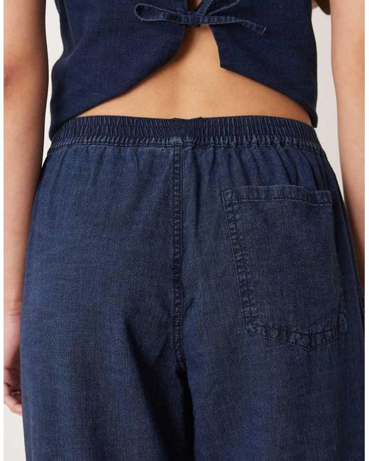 ASOS Blue Boxer Waist Wide Leg Denim Trouser