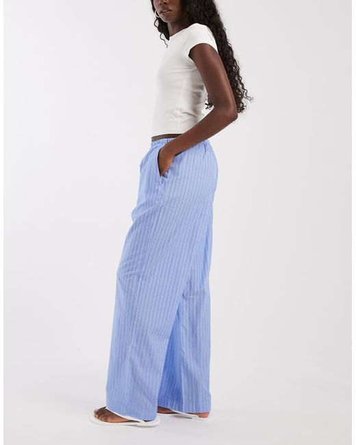 Gap Blue Crinkle Tie Waist Cotton Trousers