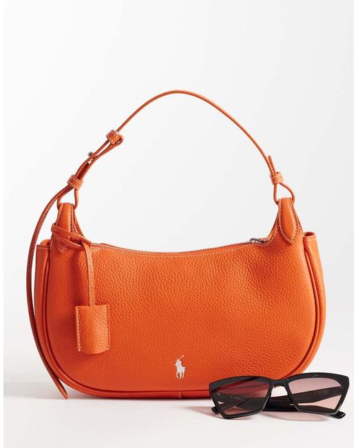 Polo Ralph Lauren Orange Polo Ralph Lauen Polo Play Leather Shoulder Bag