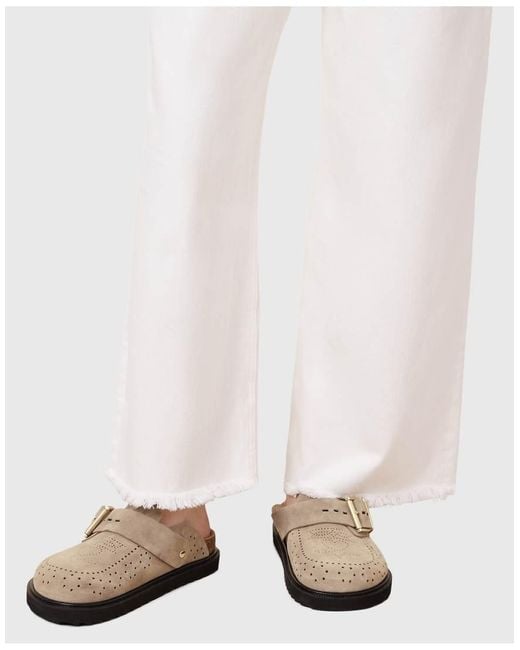 AllSaints Natural Skye Western Suede Mules