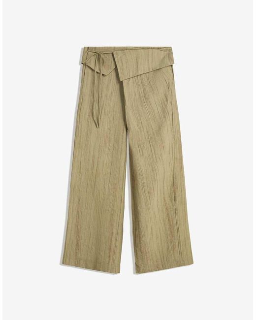 Bershka Natural Textured Trousers With Fold-over Waist
