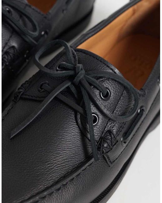Polo Ralph Lauren Black Leather Boat Shoes With Tassels for men