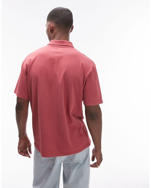 Topman Pink Oversized Fit Polo for men