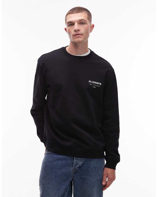 AllSaints Black Underground Crew Sweatshirt for men