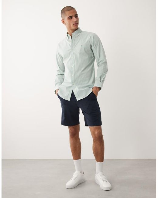 Polo Ralph Lauren Gray Icon Logo Striped Shirt for men