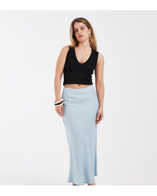 Only Petite Blue Chambray Denim Maxi Skirt