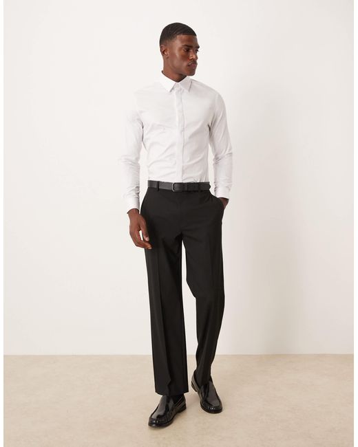 ASOS White Easy Iron Slim Fit Sateen Shirt for men
